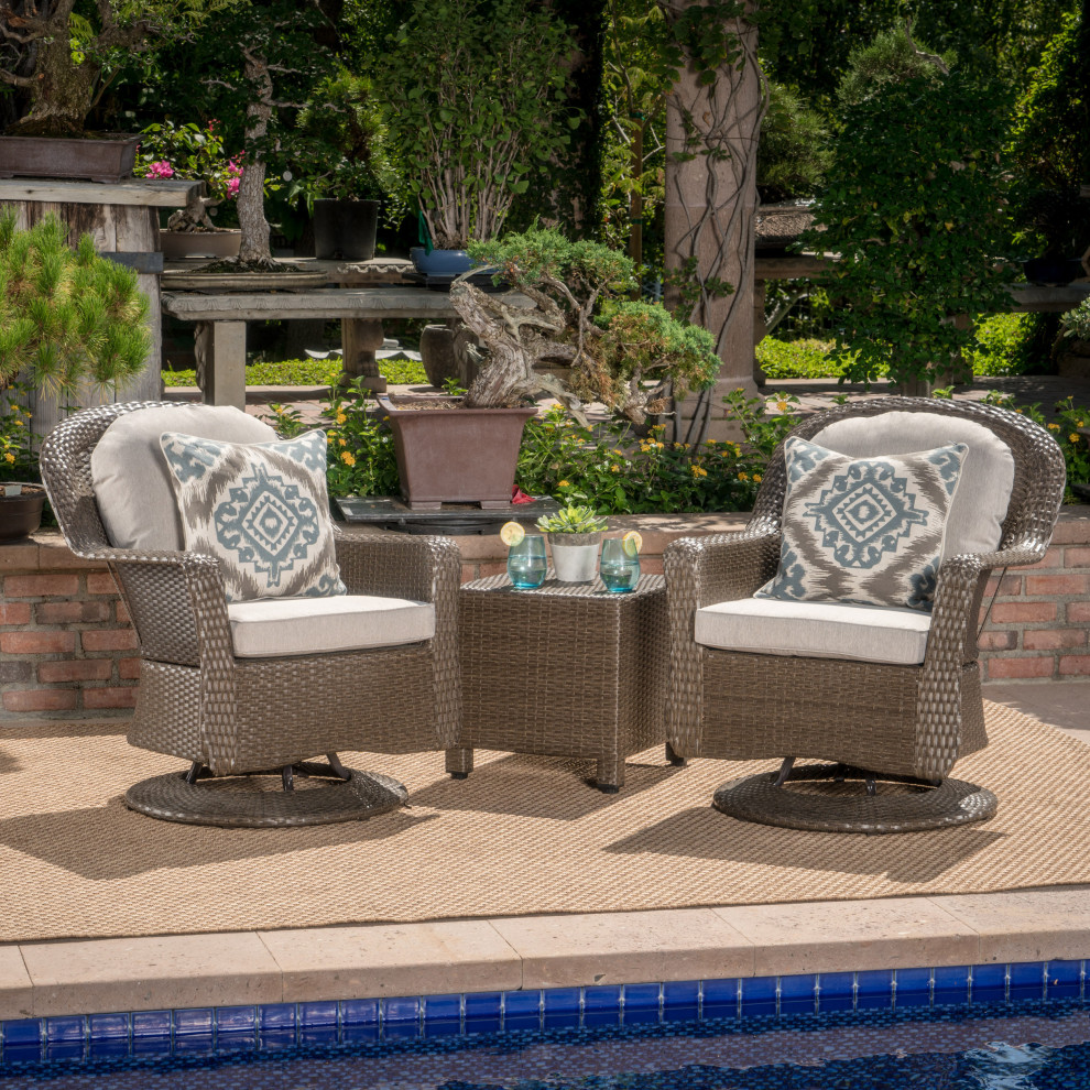 GDF Studio 3 Piece Linsten Outdoor Wicker Chat Set   Tropical   Outdoor Lounge Sets   by GDFStudio  Houzz