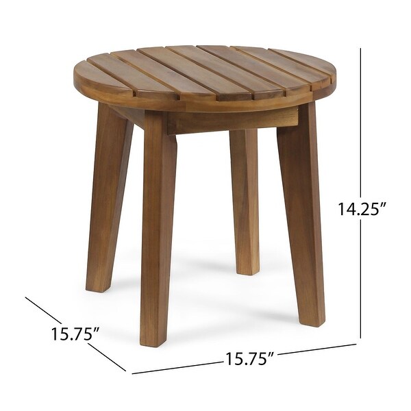 Rustic Style 16 in. Round Outdoor Acacia Wood Teak Finish Side Table，for Patio，Garden，Backyard