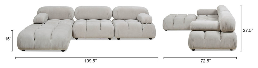 Marcel 109.5 quotModular Modern 4 Piece Reversible Sectional Sofa   Transitional   Sectional Sofas   by Jennifer Taylor Home  Houzz