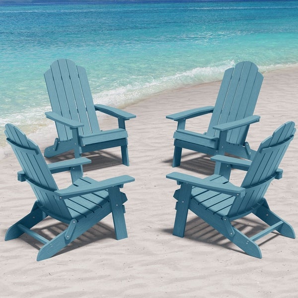 WINSOON All Weather HIPS Outdoor Folding Adirondack Chairs Outdoor Chairs Set of 4 - Overstock - 36011386