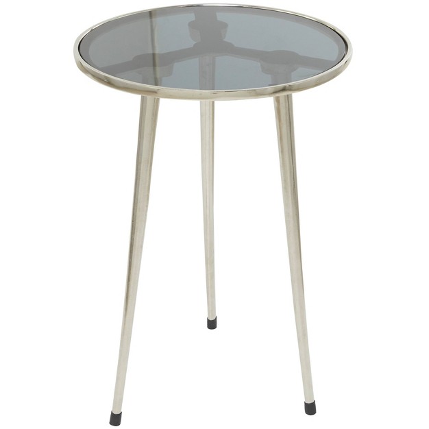 Contemporary Metal And Glass Accent Table With Tripod Base Olivia amp May