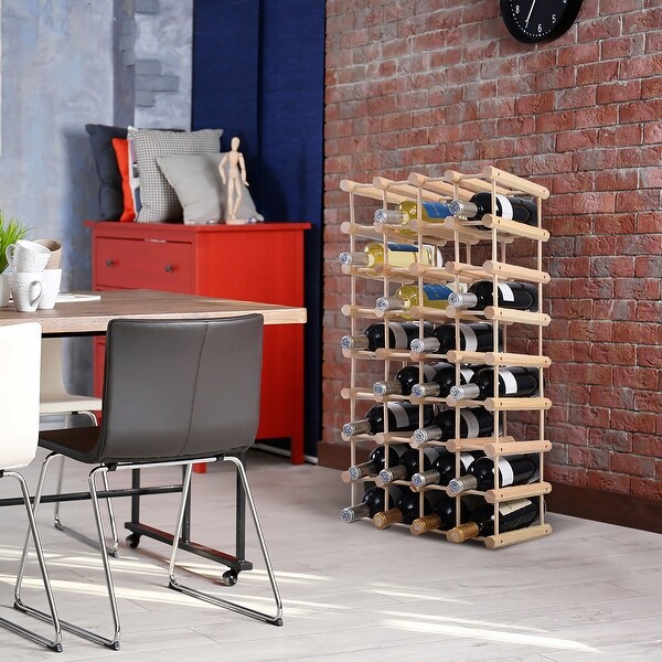 Wood Wine Rack 40 Bottle Stackable Storage Stand Wine Display Shelves