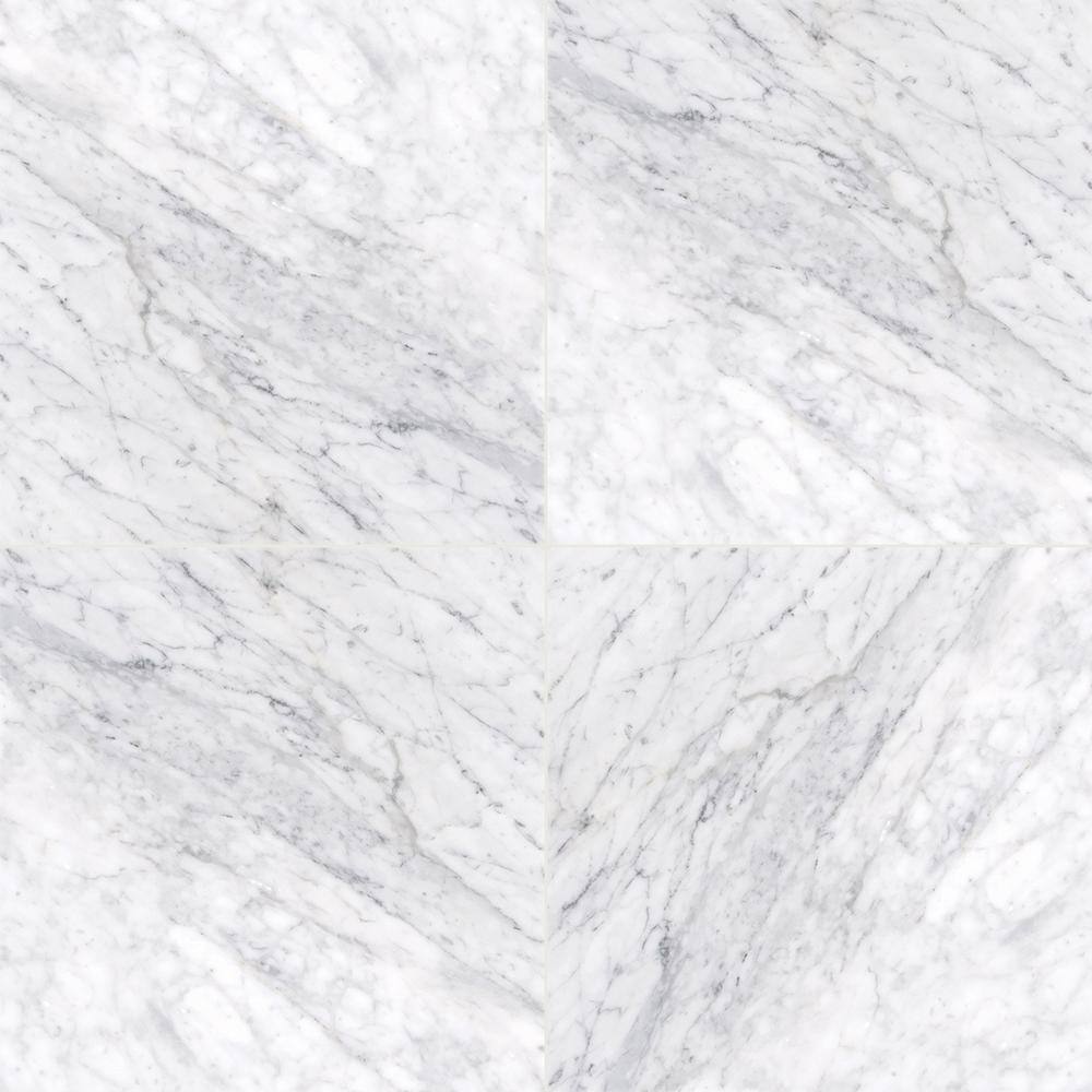 MSI Carrara White 12 in. x 12 in. Polished Marble Stone Look Floor and Wall Tile (10 sq. ft.Case) TCARRWHT1212