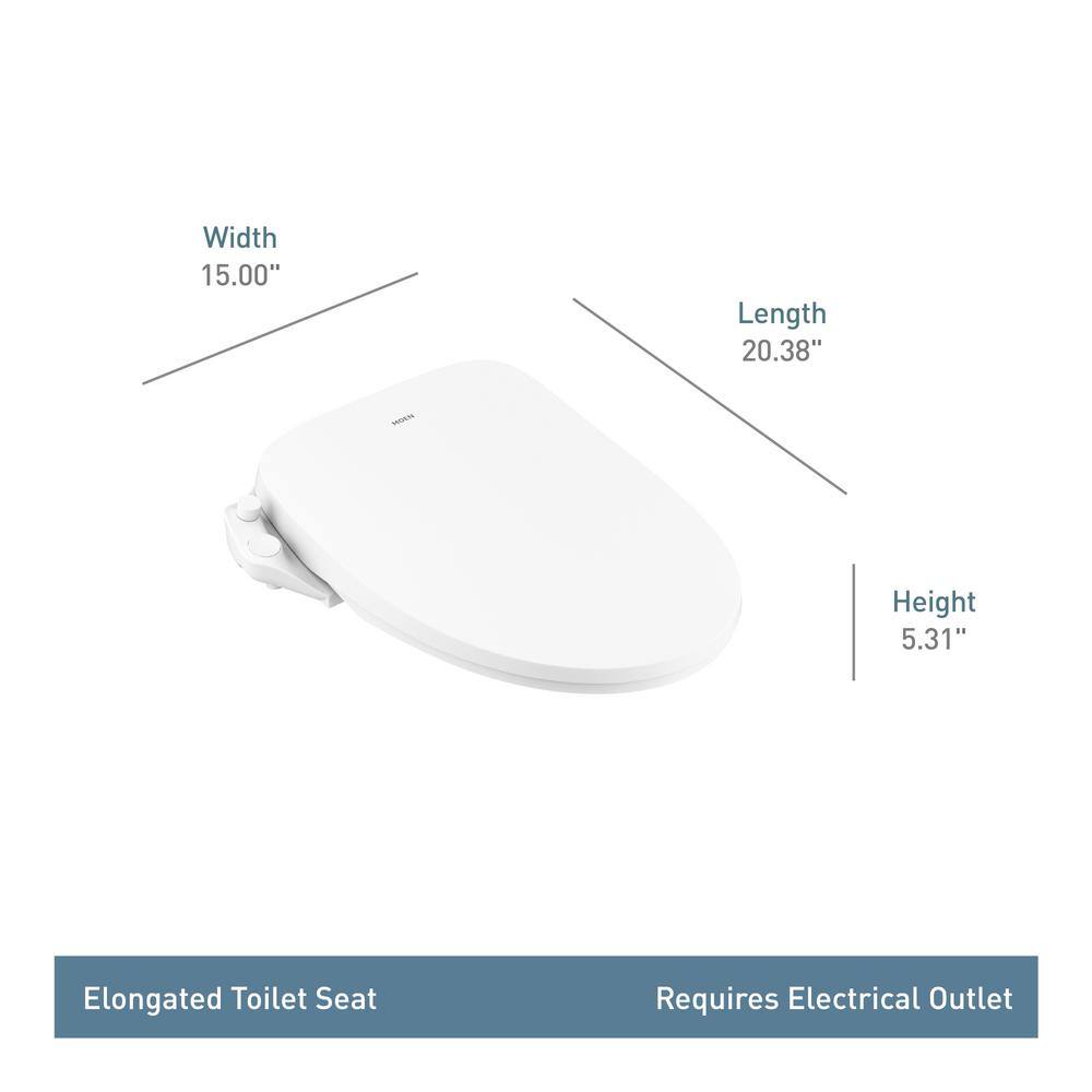 MOEN 3-Series Electric Bidet Seat for Elongated Toilets in White EB1000