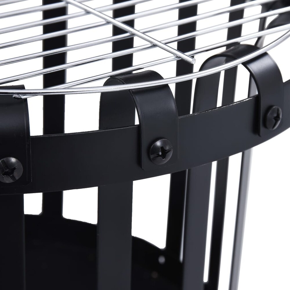 vidaXL Garden Fire Pit Basket with BBQ Grill Steel 19\