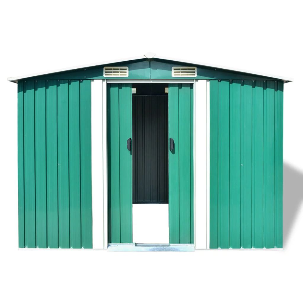 walmeck Garden Storage Shed Green Metal 101.2"x80.7"x70.1"