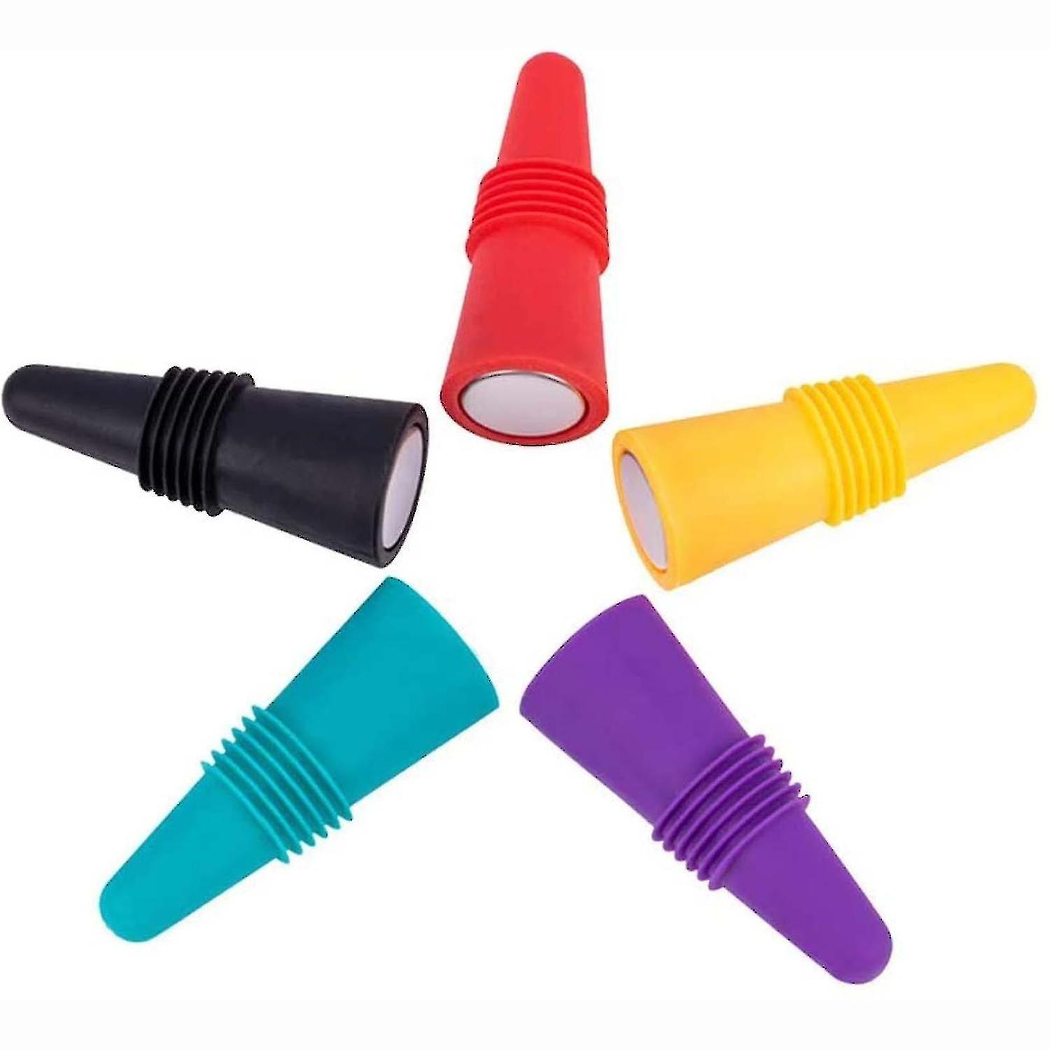 5pcs Reusable Silicone Wine Bottle Stopper Beverage Bottle Stopper Wine Stopper