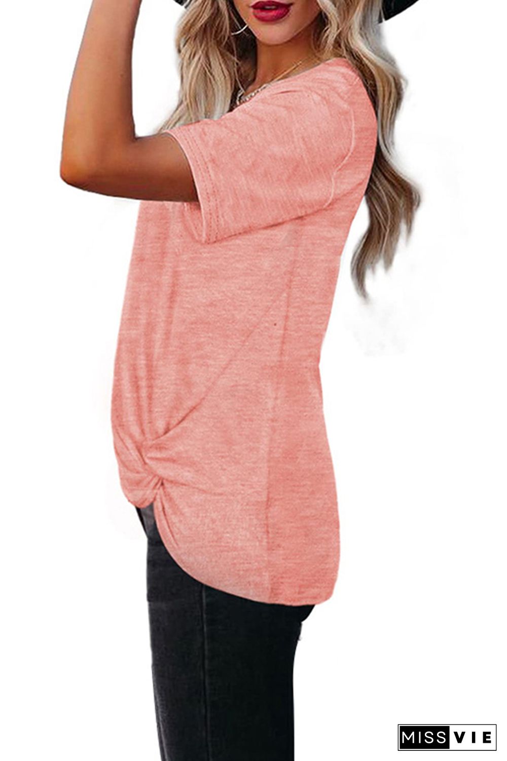 Criss-Cross Twisted Short Sleeves Tee Wholesale