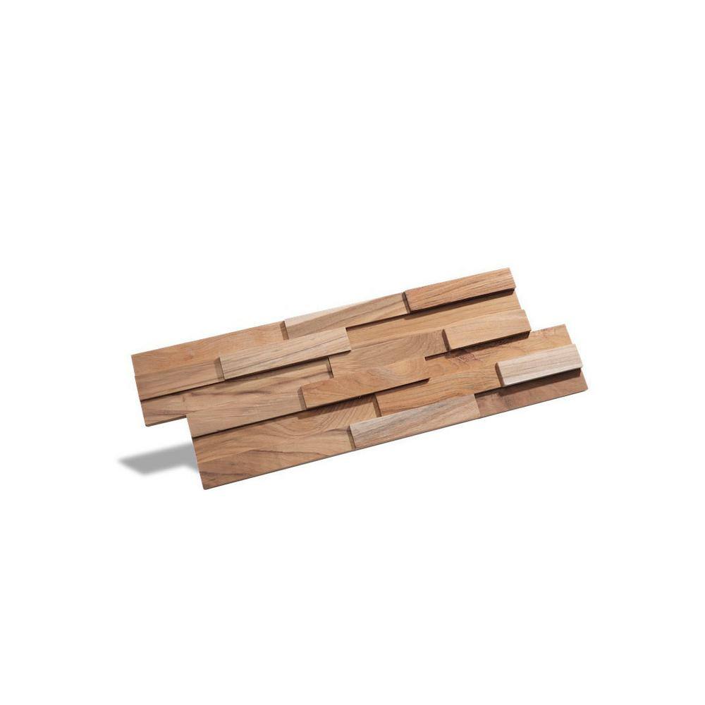 WALL!SUPPLY 0.79 in. x 7.09 in. x 19.49 in UltraWood Teak Firenze Jointless Z-shape Interlocking (10-Pack) 22760111