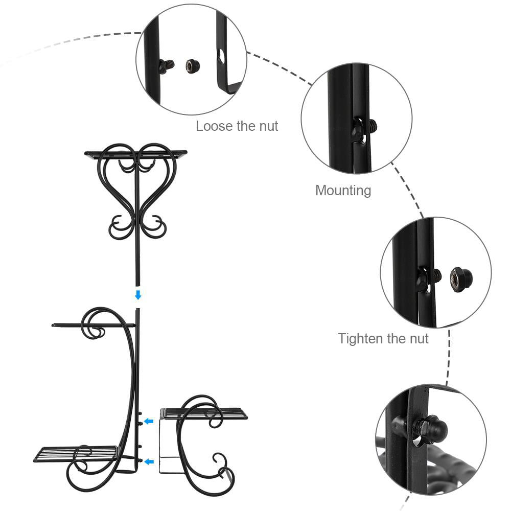 Artisasset 4-Layer Square Panel Metal Flower Pot Rack Holder