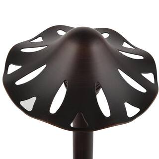 Hampton Bay Solar Oil Rubbed Bronze Outdoor Integrated LED Mushroom Landscape Path Light with Remote Solar Panel (2-Pack) 29152