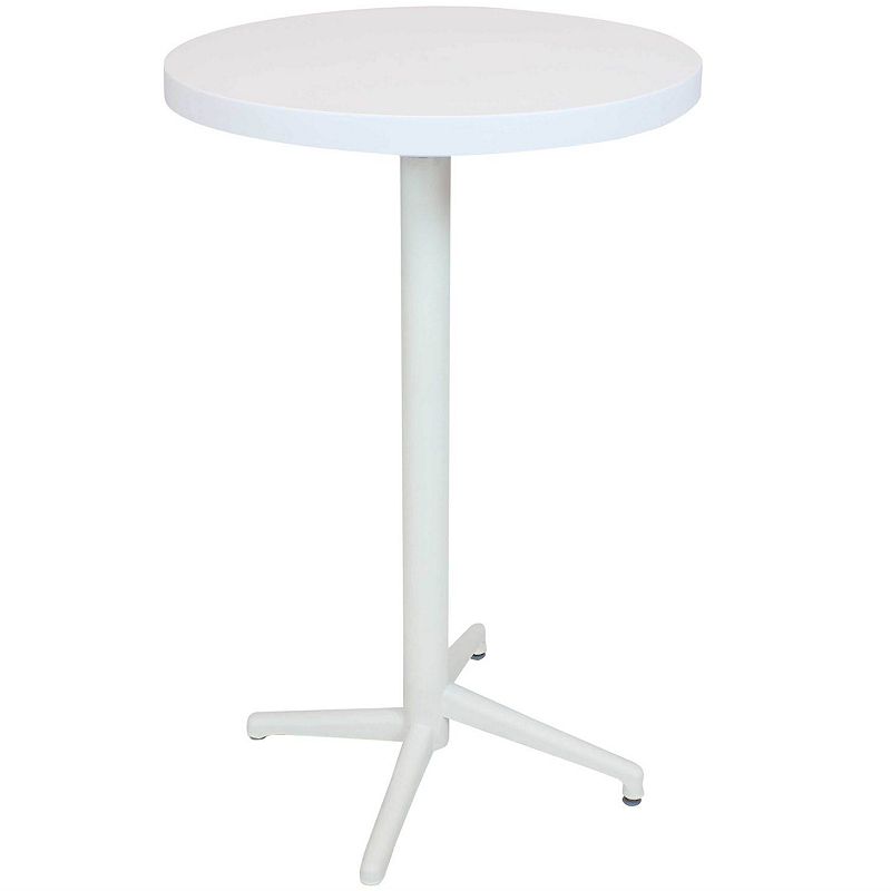 Sunnydaze 27.5 in All-Weather Plastic Round Folding Patio Bar Table - White