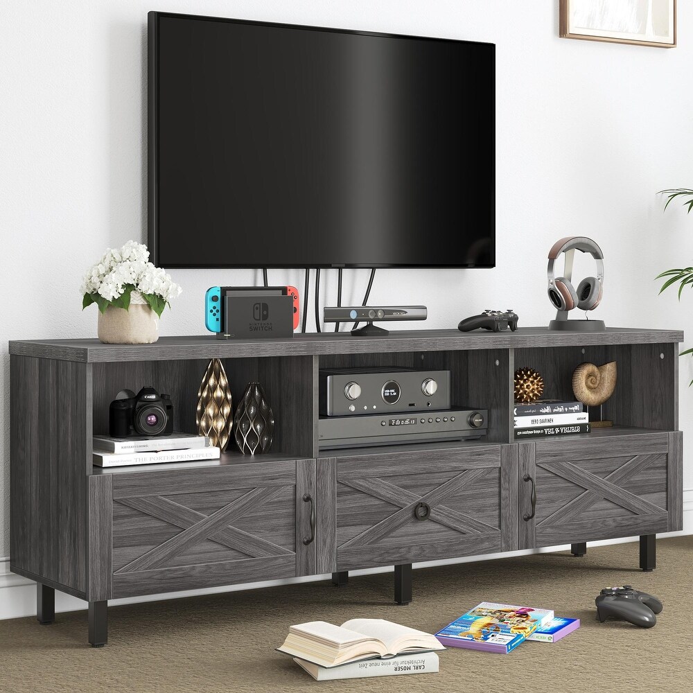 Moasis 65 inch Modern Storage TV Stand Open Shelves TV Console   65 inches in width