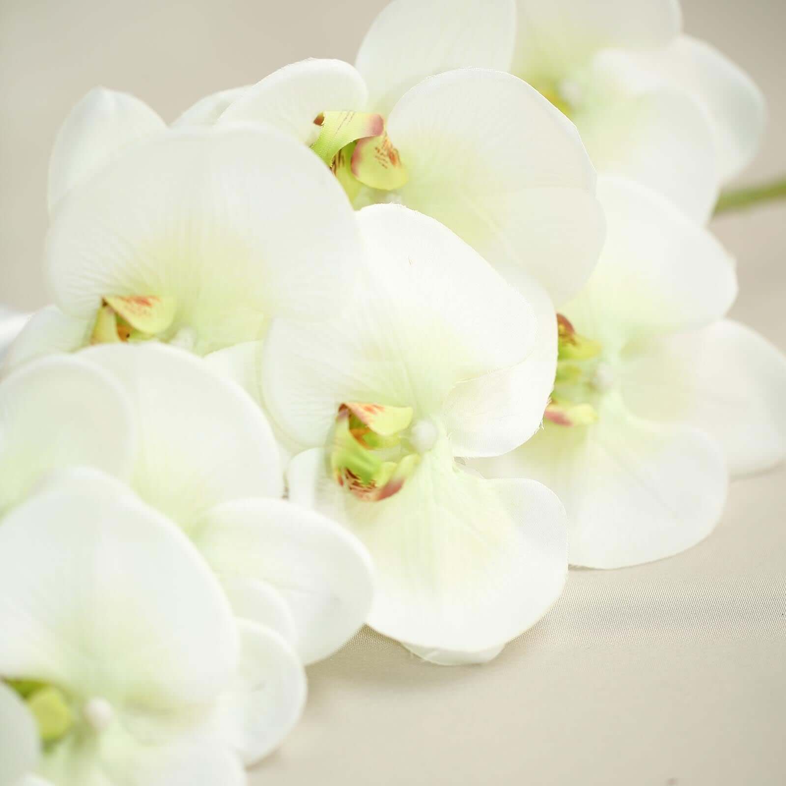 2 Stems Cream Artificial Silk Orchid Flower Bouquets 40