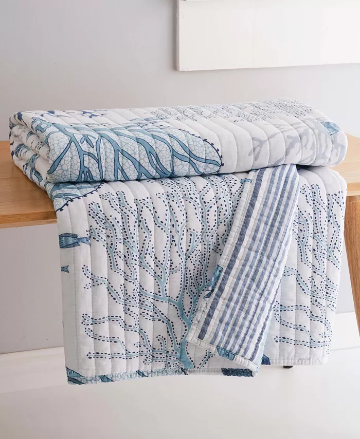 Levtex Lacey Sea Reversible Quilted Throw， 50 x 60