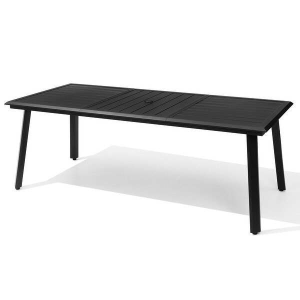 Outdoor Aluminum Dining Table Black with Umbrella Hole