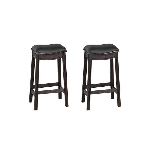 Black PU Upholstery Bar Stool， Set of 2