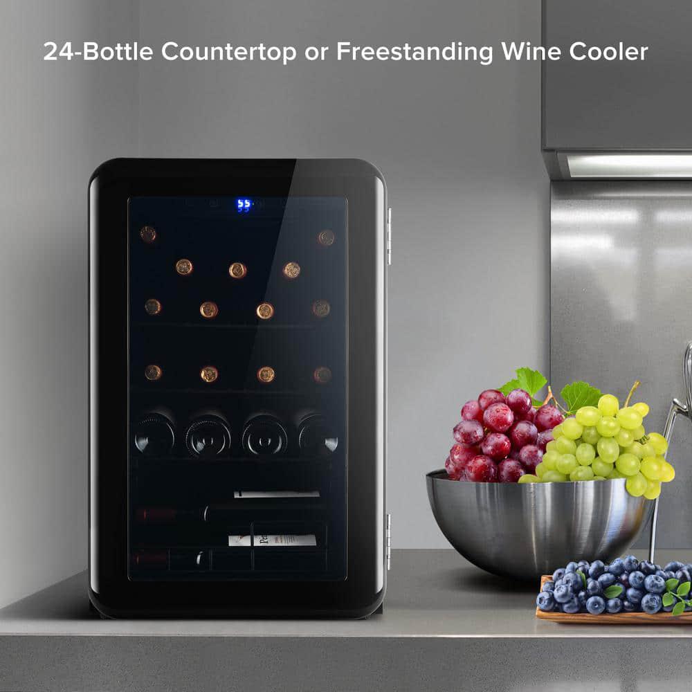 24Bottle Wine Cooler Countertop Wine and 24Can Digital Temperature Control and UVProtective Finish Beverage Cooler