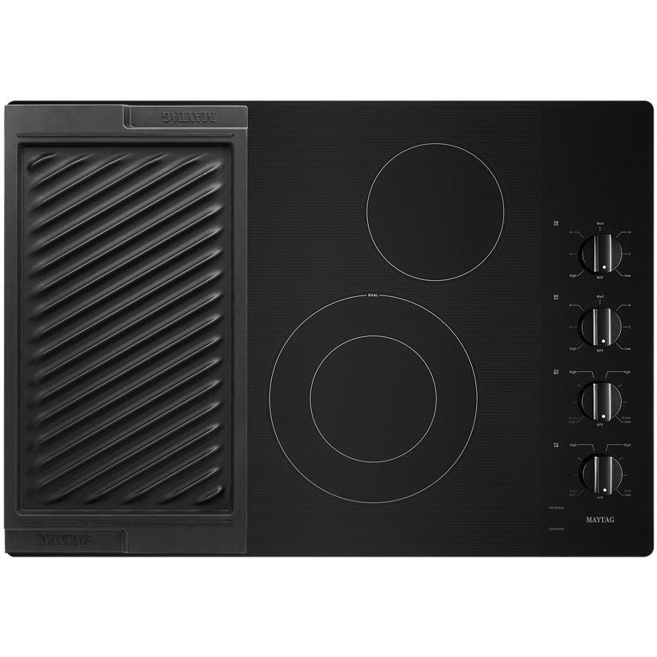 Maytag 30-inch Built-in Electric Cooktop with Reversible Gril and Griddle MEC8830HB