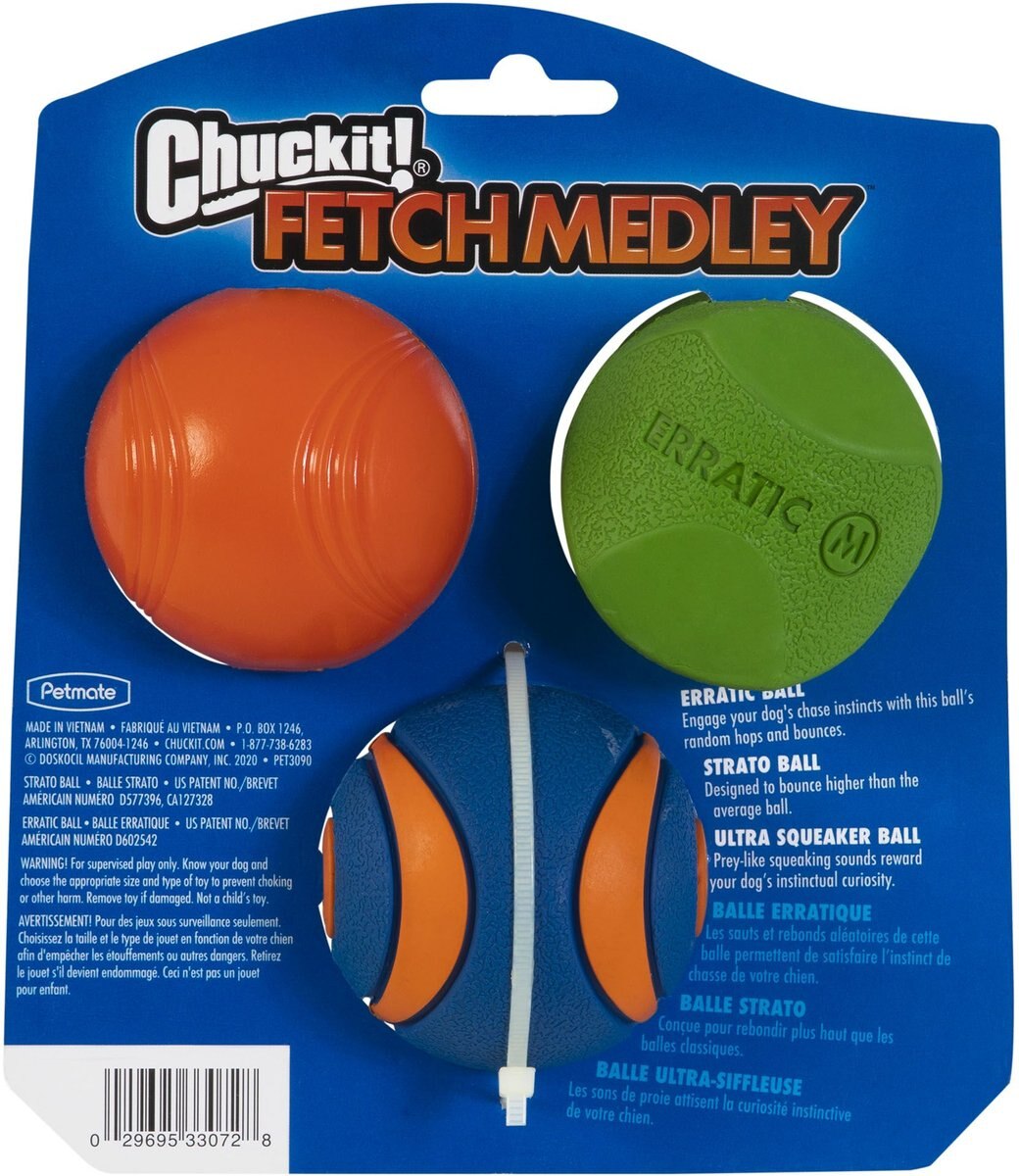 Chuckit! Fetch Ball Medley 2 Triple Pack Ball Dog Toy