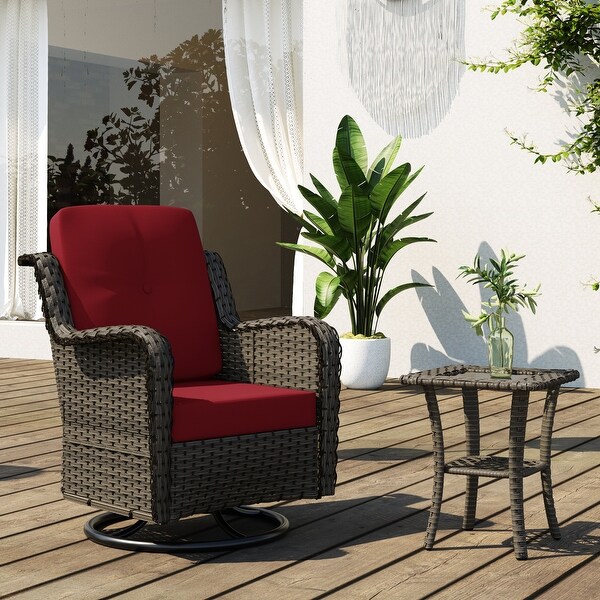 Outdoor Rattan Swivel Gliders Rocking Chair