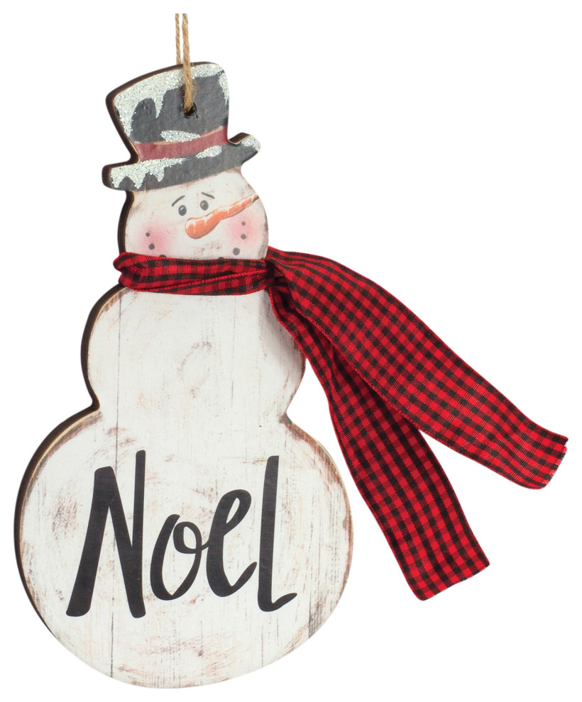 Joy And Noel Snowman Ornament (Set Of 6) 7.25 quotH Mdf   Transitional   Christmas Ornaments   by Kolibri Decor  Houzz