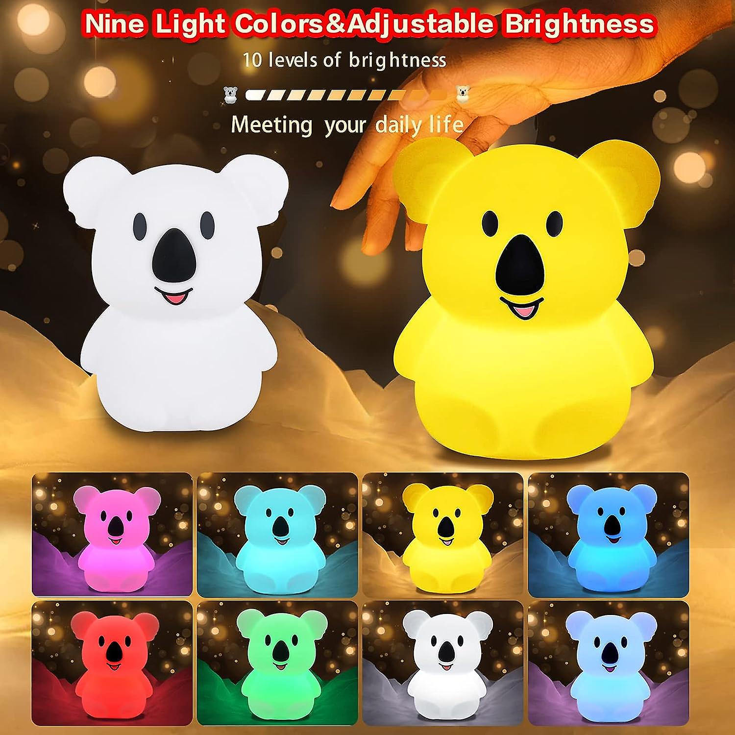 Night Light For Kids Silicone/led Lights/baby Lamp/child Night Light/adjustable Brightness And Color Touch Controls And Remote Control-medium Koala