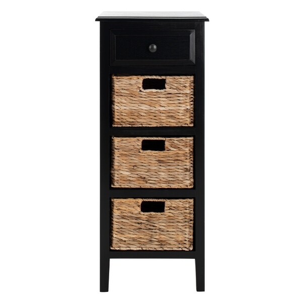 SAFAVIEH Michaela Distressed Black 4-Drawer Storage Side Table - 15