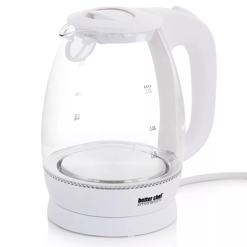 Better Chef 1.7 Liter Glass 360 Degree Cordless LED Electric Kettle