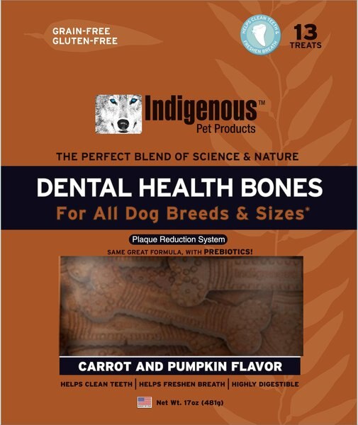 Indigenous Pet Products Grain-Free Carrot and Pumpkin Flavored Dental Dog Treats