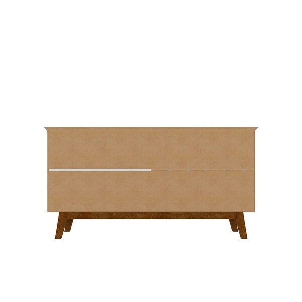 Yonkers 62.99 Sideboard with Solid Wood Legs and 2 Cabinets in Off White and Cinnamon