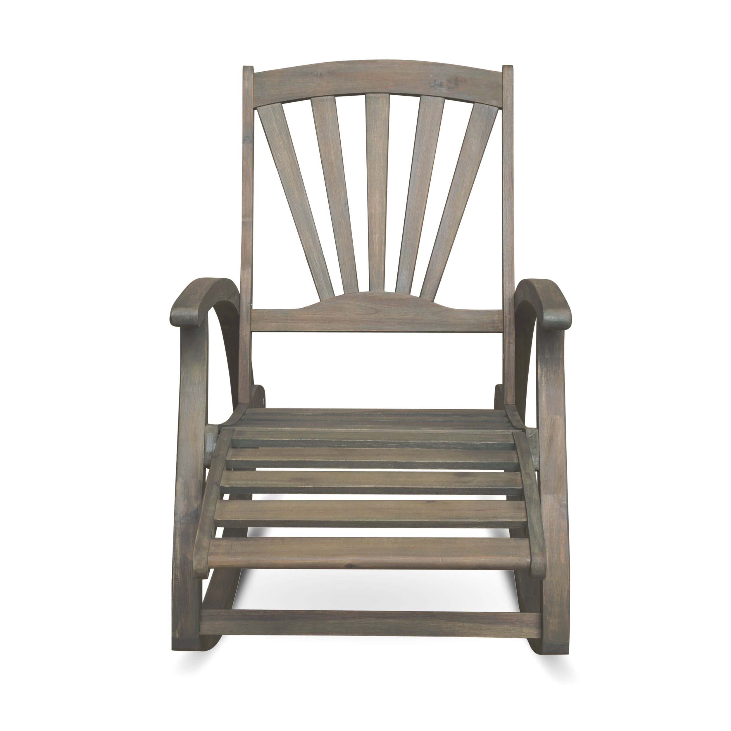 Kaya Outdoor Acacia Wood Rocking Chair with Footrest, Gray