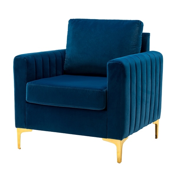 Ganymedes Contemporary Velvet Accent Arm Chair with Golden Legs by HULALA HOME