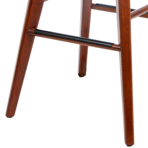 Esme 29 Inch Swivel Barstool with Contour Seat， Wood， Walnut Brown