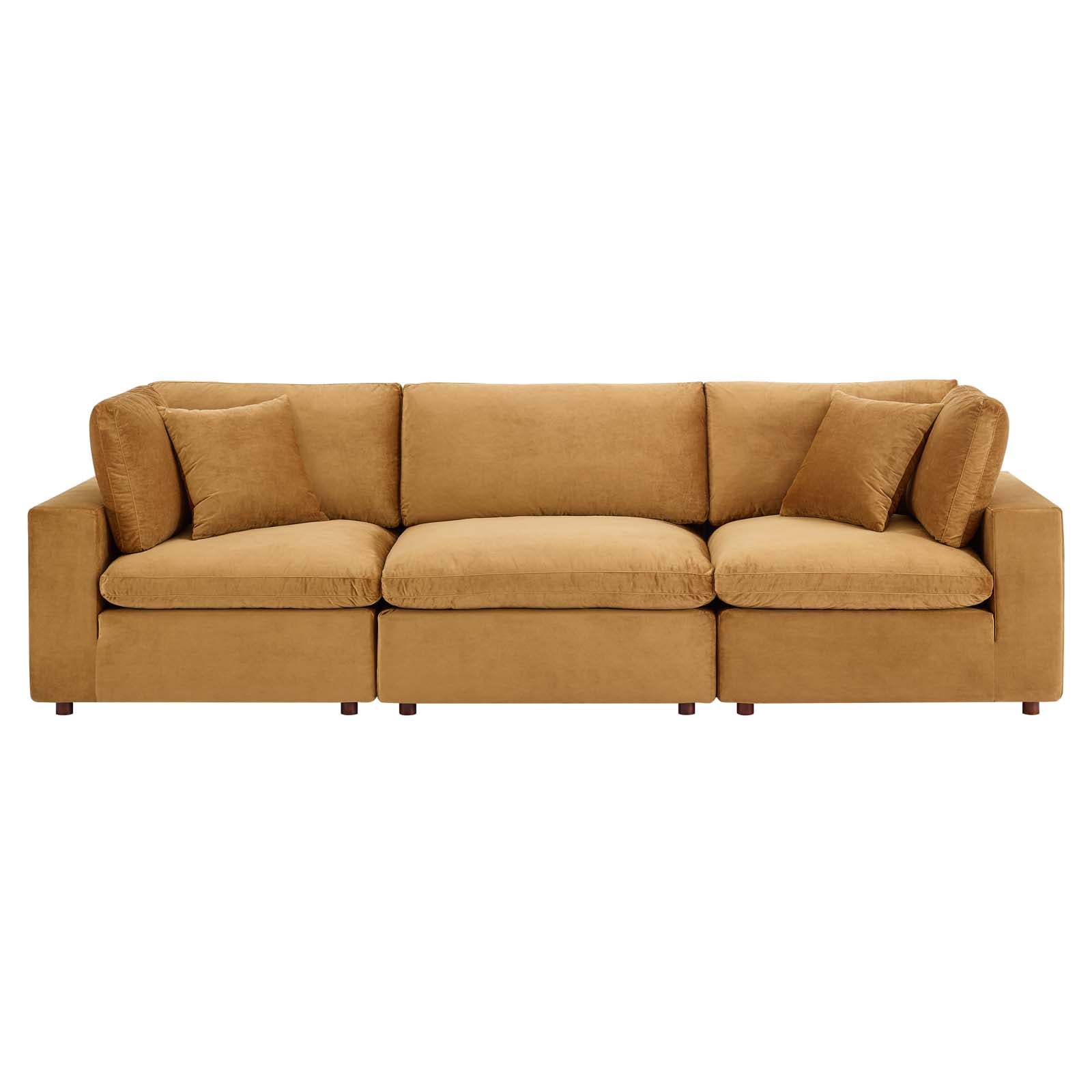 Commix Down Filled Overstuffed Performance Velvet 3-Seater Sofa-EEI-4817