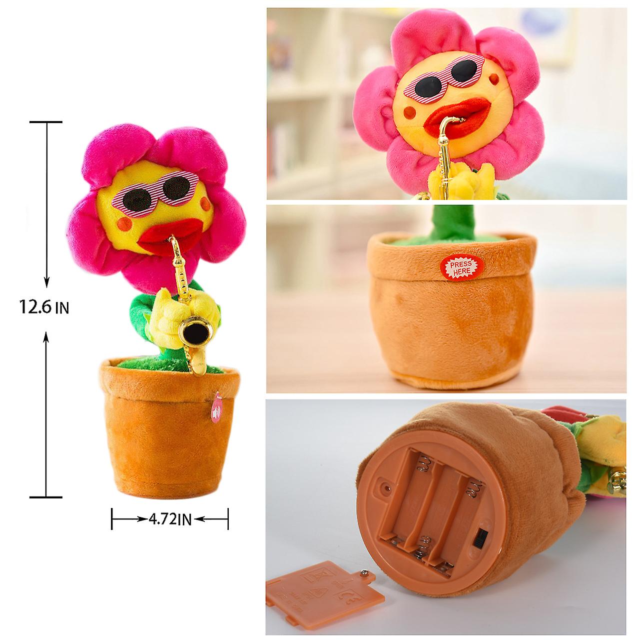 Dancing Sunflower Toy That Repeats What You Say! With Glowing Singing Recording，sunflower Plush Toy Saxophone Children's Toy Rose