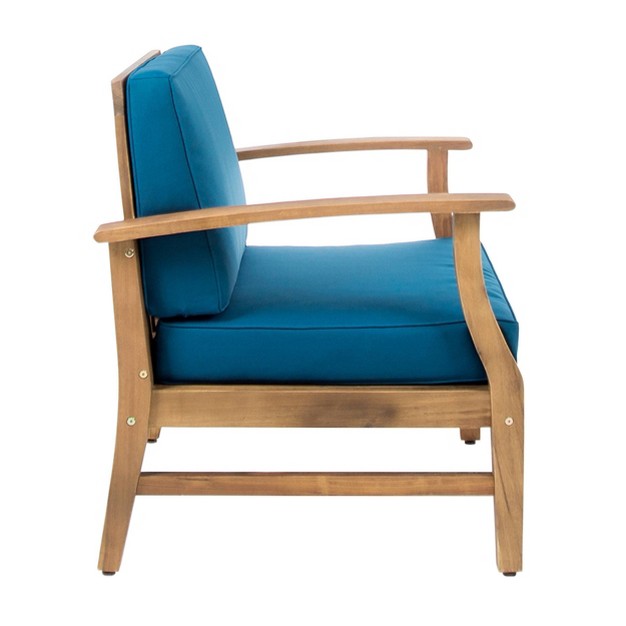 Perla 2pk Acacia Wood Club Chairs Teak blue Christopher Knight Home