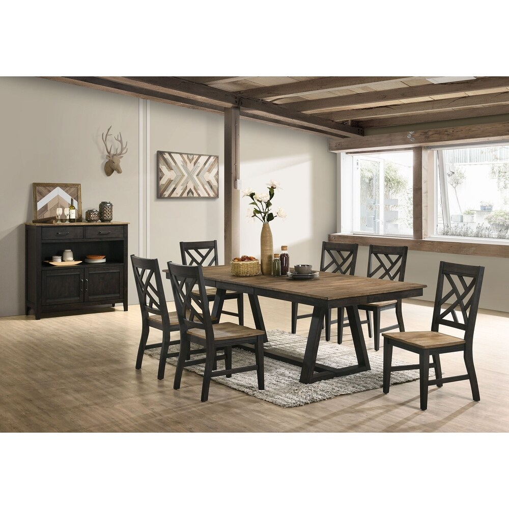 Harper Trestle Table  Brushed Brown   Pecan