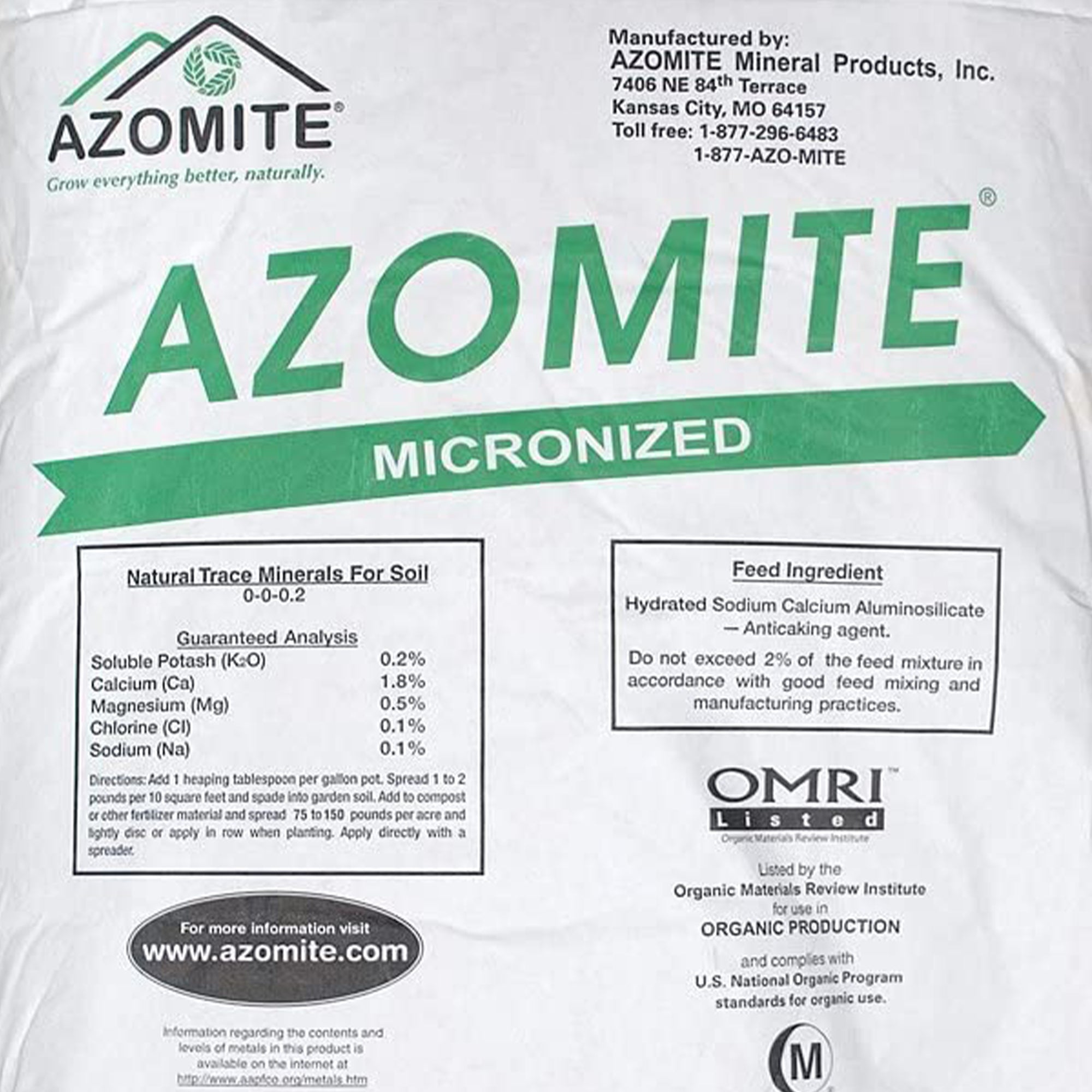 Azomite 44 lbs Micronized Organic Trace Mineral Soil Additive Fertilizer Powder