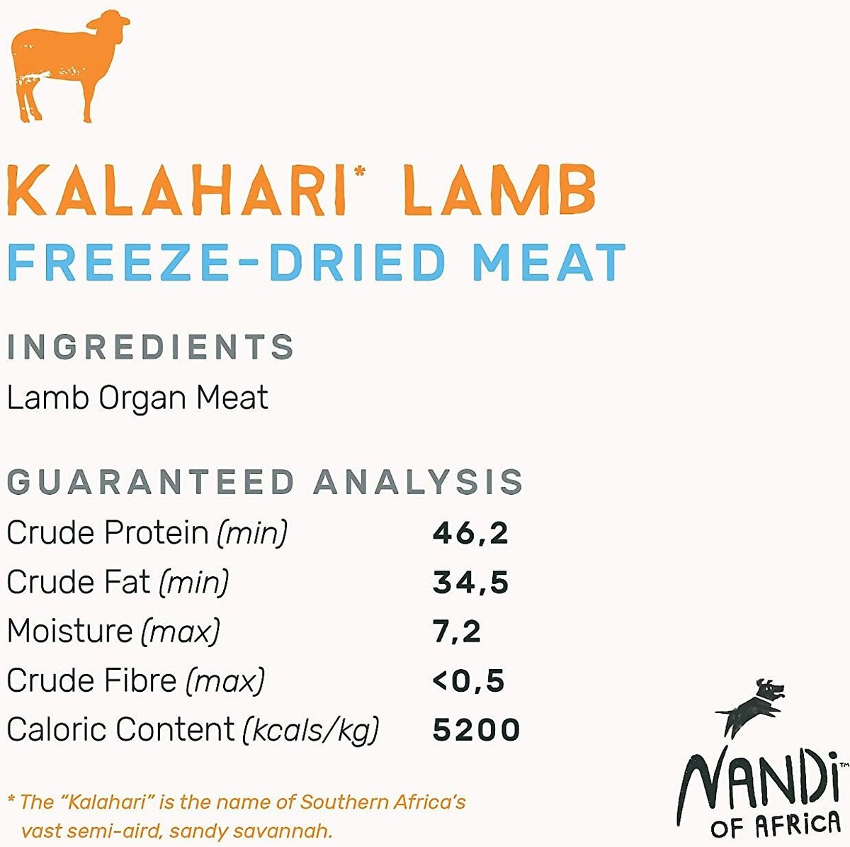 Nandi Kalahari Lamb Freeze-Dried Dog Treats， 2-oz bag