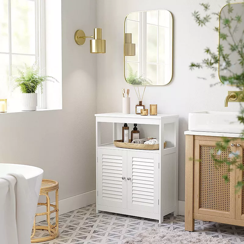 BreeBe White Free Standing Bathroom Cabinet with Shelf