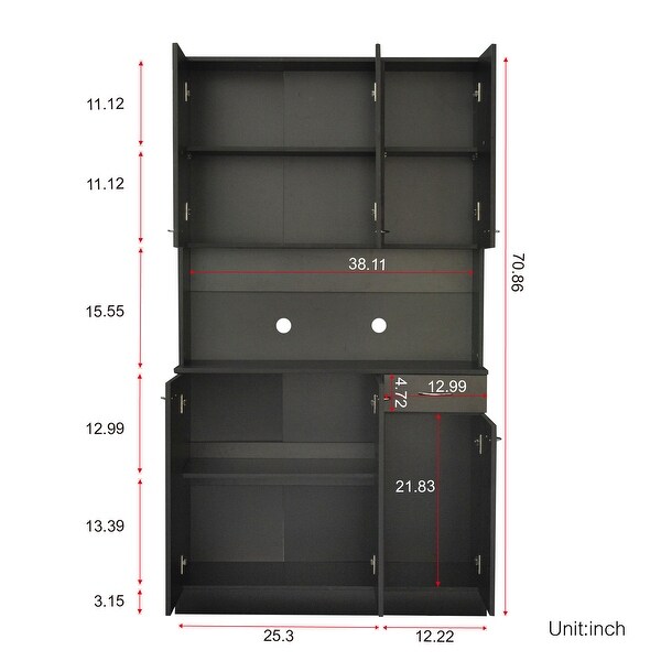 Tall Wardrobe and Kitchen Cabinet with 1-Open Shelves and 1-Drawer - - 36561315