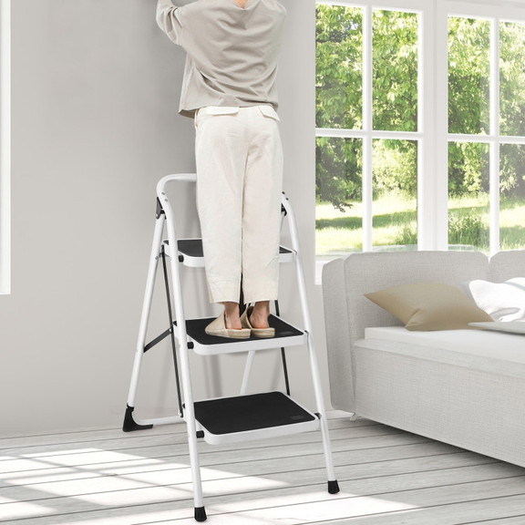 Costway 27083451 Folding 3 Step Ladder with Handgr...