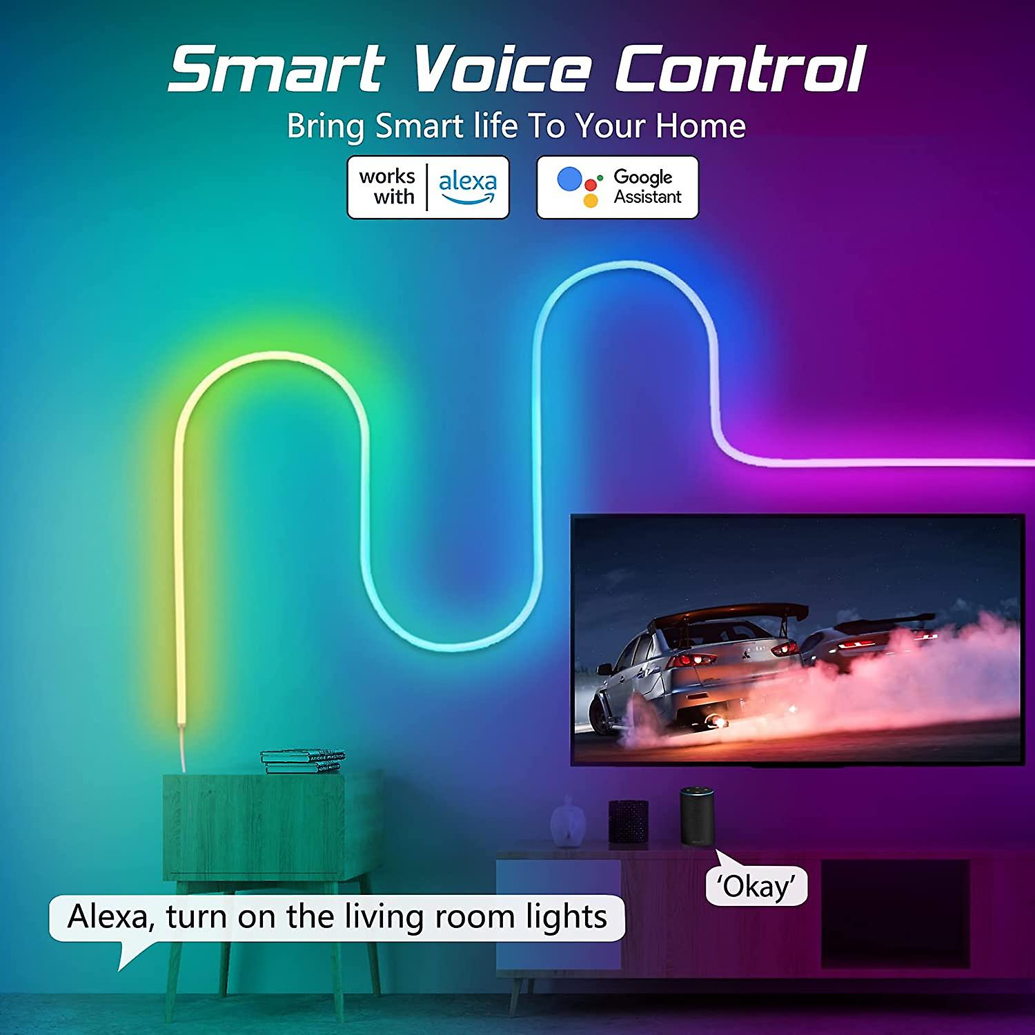 Rgbic Neon Rope Light Diy Night Light Bar Smart Wifi App Control Music Sync Tv Backlights Game Living Room Bedroom Decoration