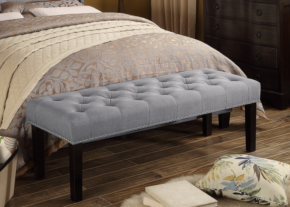 Ercole Upholstered Tufted Bench   Transitional   Upholstered Benches   by Mulhouse Furniture  Houzz