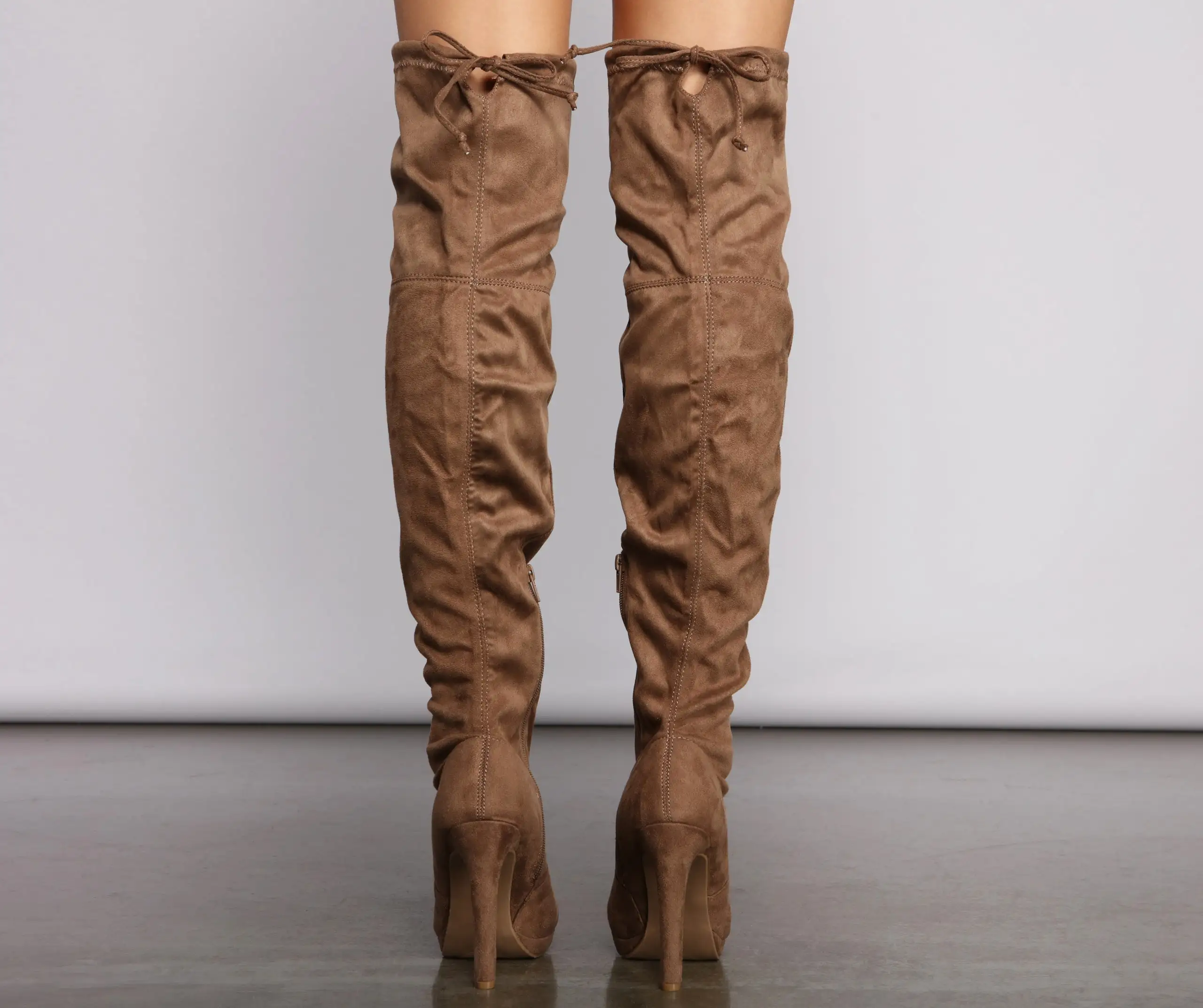 Thigh High Faux Suede Stiletto Boots