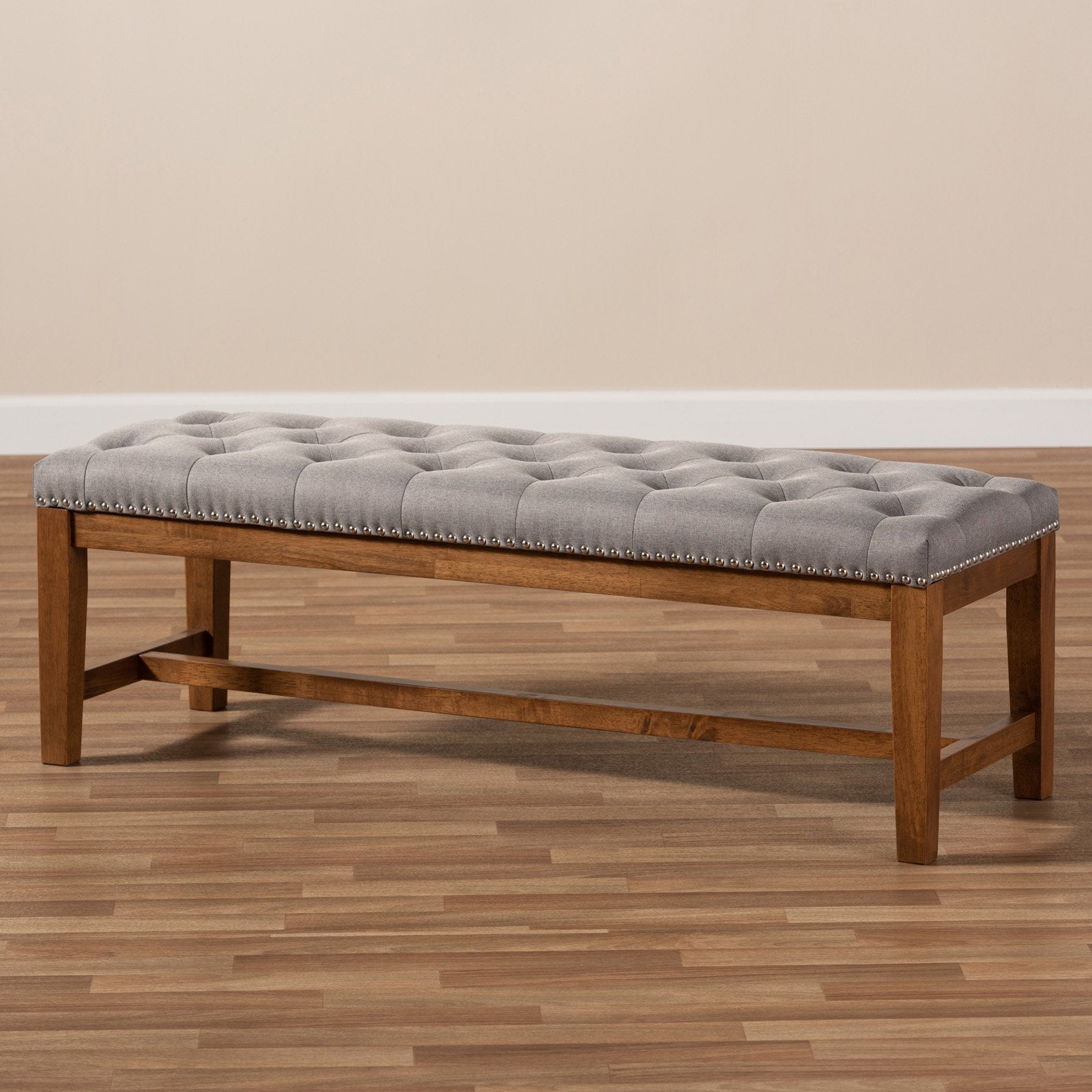 Baxton Studio Ainsley Modern and Contemporary Upholstered Solid Rubberwood Bedroom Bench