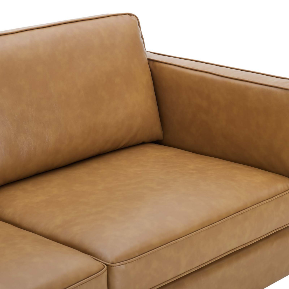 Kaiya Vegan Leather Sofa  Tan   Contemporary   Sofas   by Homesquare  Houzz