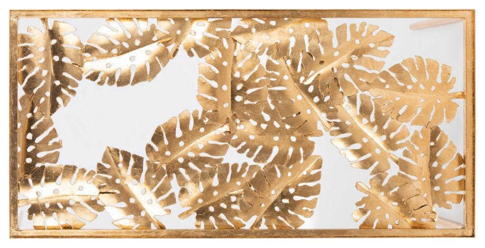 Liam Palm Leaf Coffee Table Gold Leaf   Tropical   Coffee Tables   by Peachtree Fine Furniture  Houzz