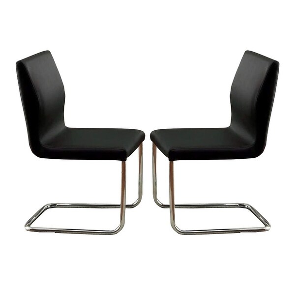 Set of 2 Dining Chairs in Black and Chrome Finish